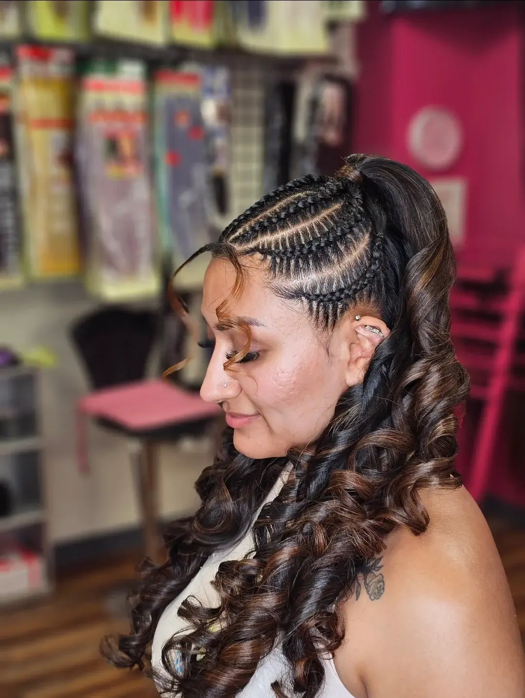 Finished styled edges and braids from the salon gallery